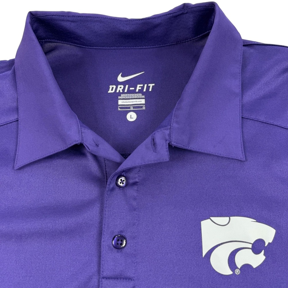 Kansas State Wildcats Polo Shirt Mens Large Purple NCAA Football Nike Dri Fit